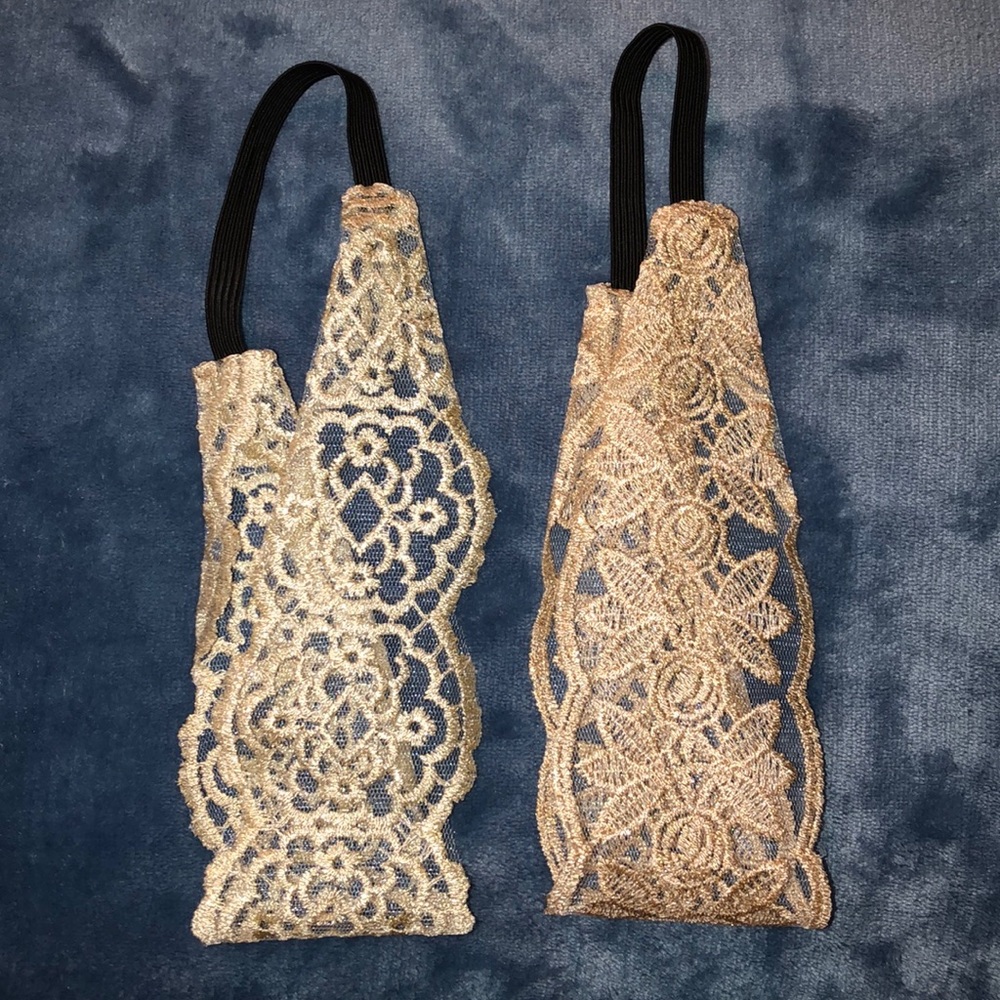 Set of two wide lace head bands